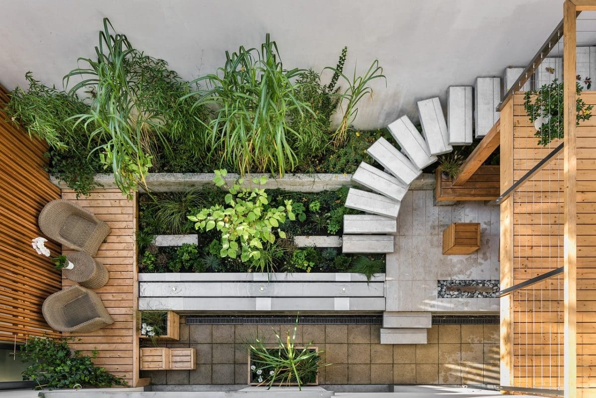 jardin design avec des plantes et matériaux sobres et élégants