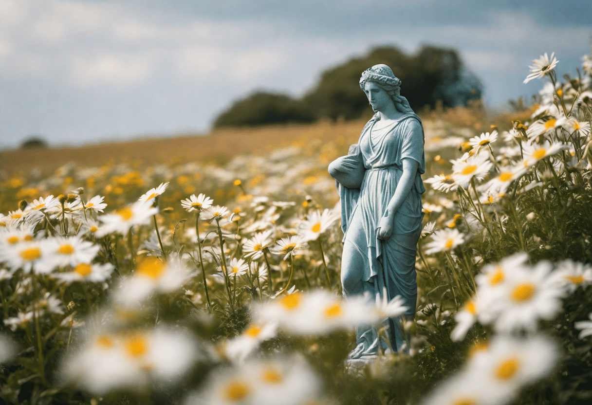 Marguerite symbolisant innocence et pureté dans les mythes anciens