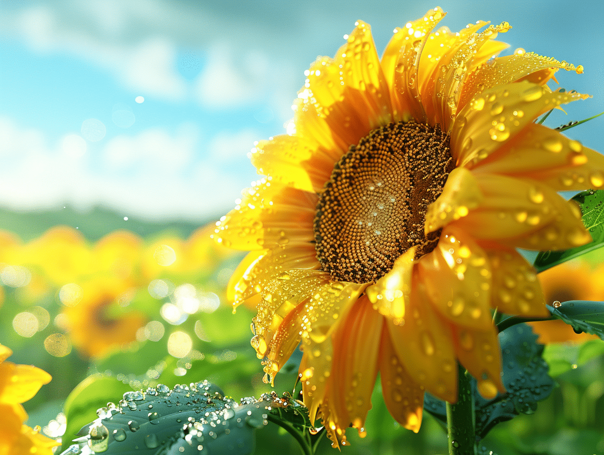 Tournesol vibrant sous le soleil, symbole d'amour et d'admiration