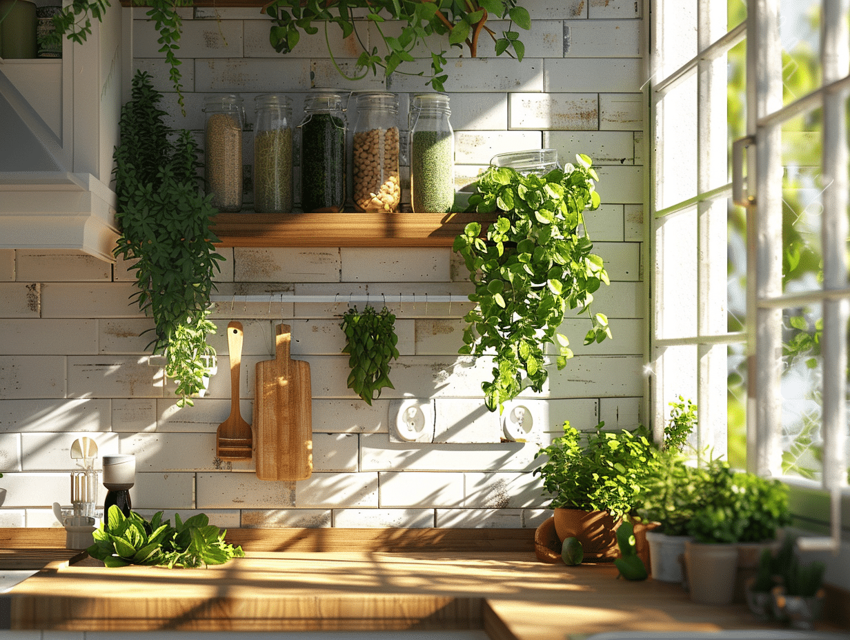 Ectobius explorant un coin de maison avec des plantes vertes