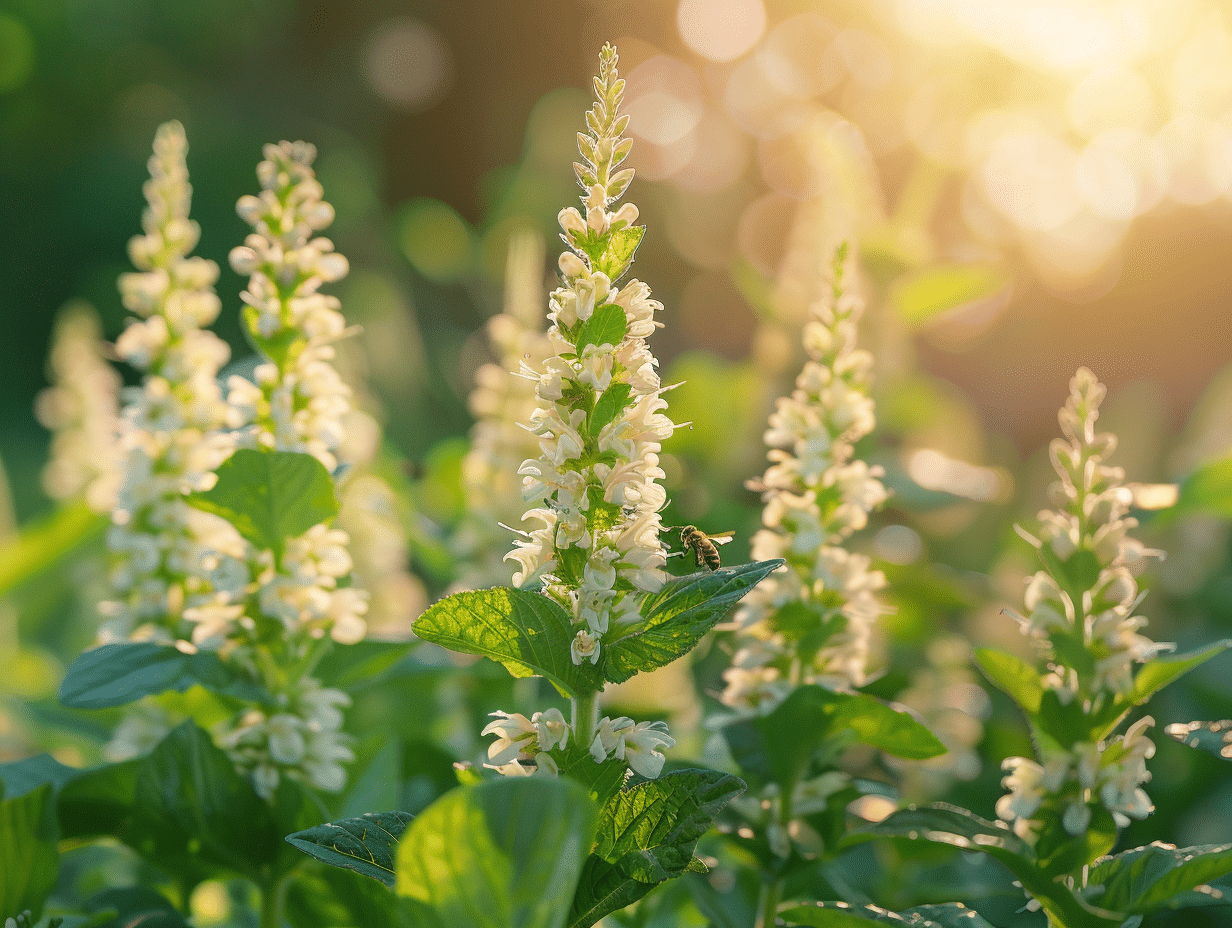 Chénopode blanc dans un jardin avec ses feuilles vertes luxuriantes