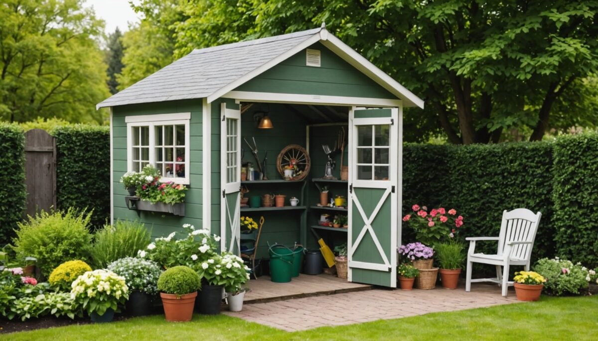 Abri de jardin moderne avec espace de rangement extérieur