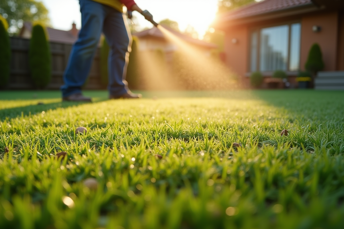 Pelouse bien entretenue avec des conseils de fertilisation hivernale