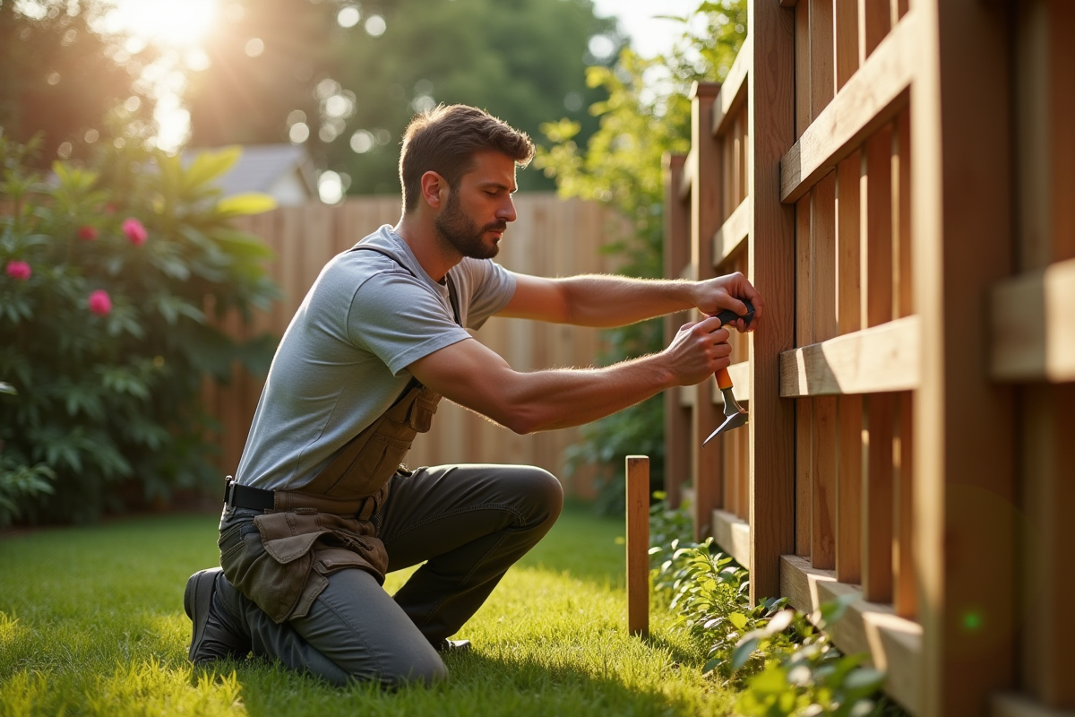 Clôture en bois économique avec matériaux recyclés et techniques d'installation astucieuses