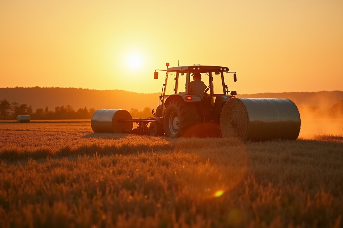 Balles de foin enrubannées pour une meilleure conservation agricole