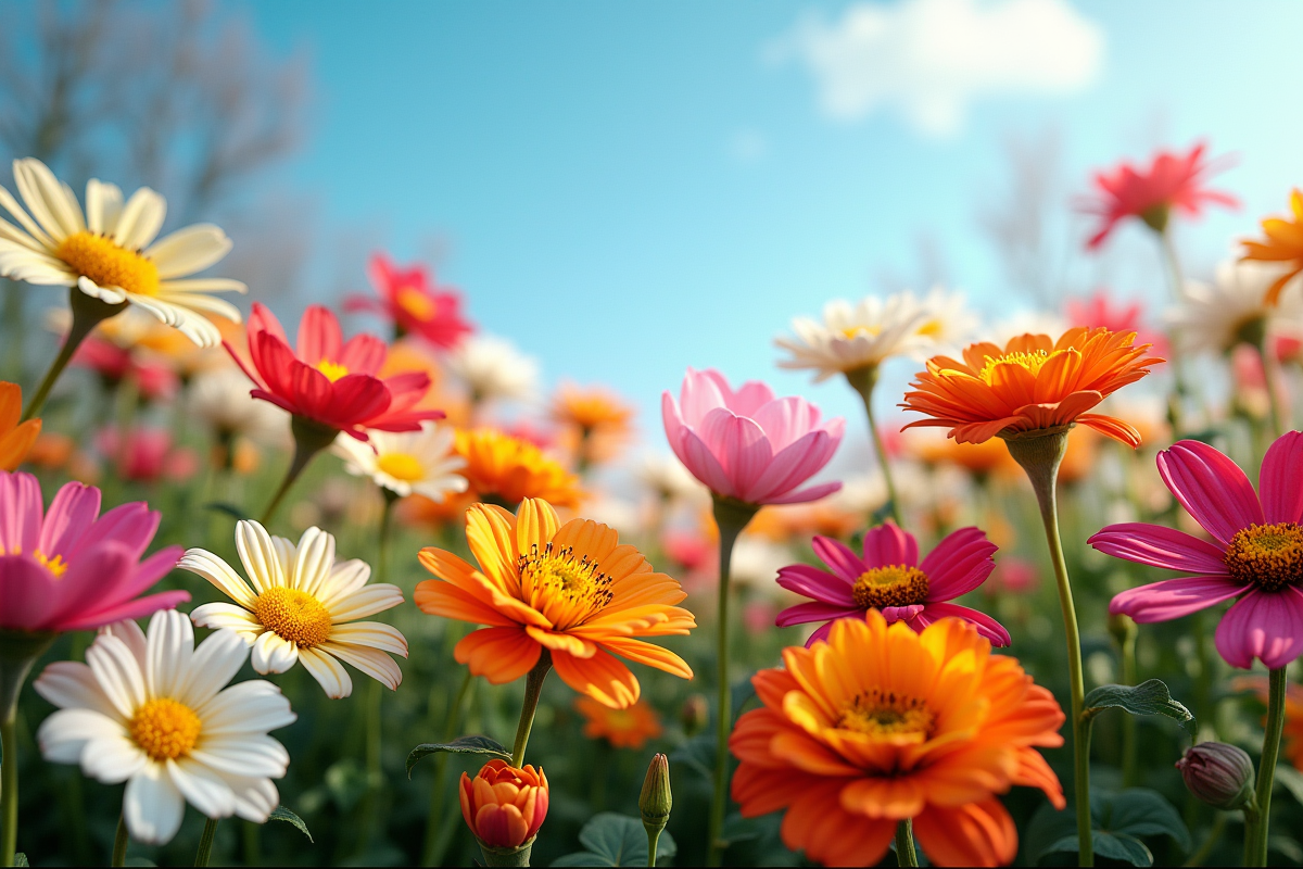 Fleurs colorées en pleine floraison dans un jardin accueillant