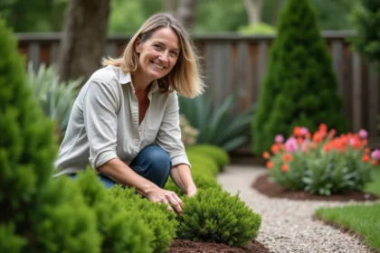 Massif de plantes persistantes colorées en pleine floraison