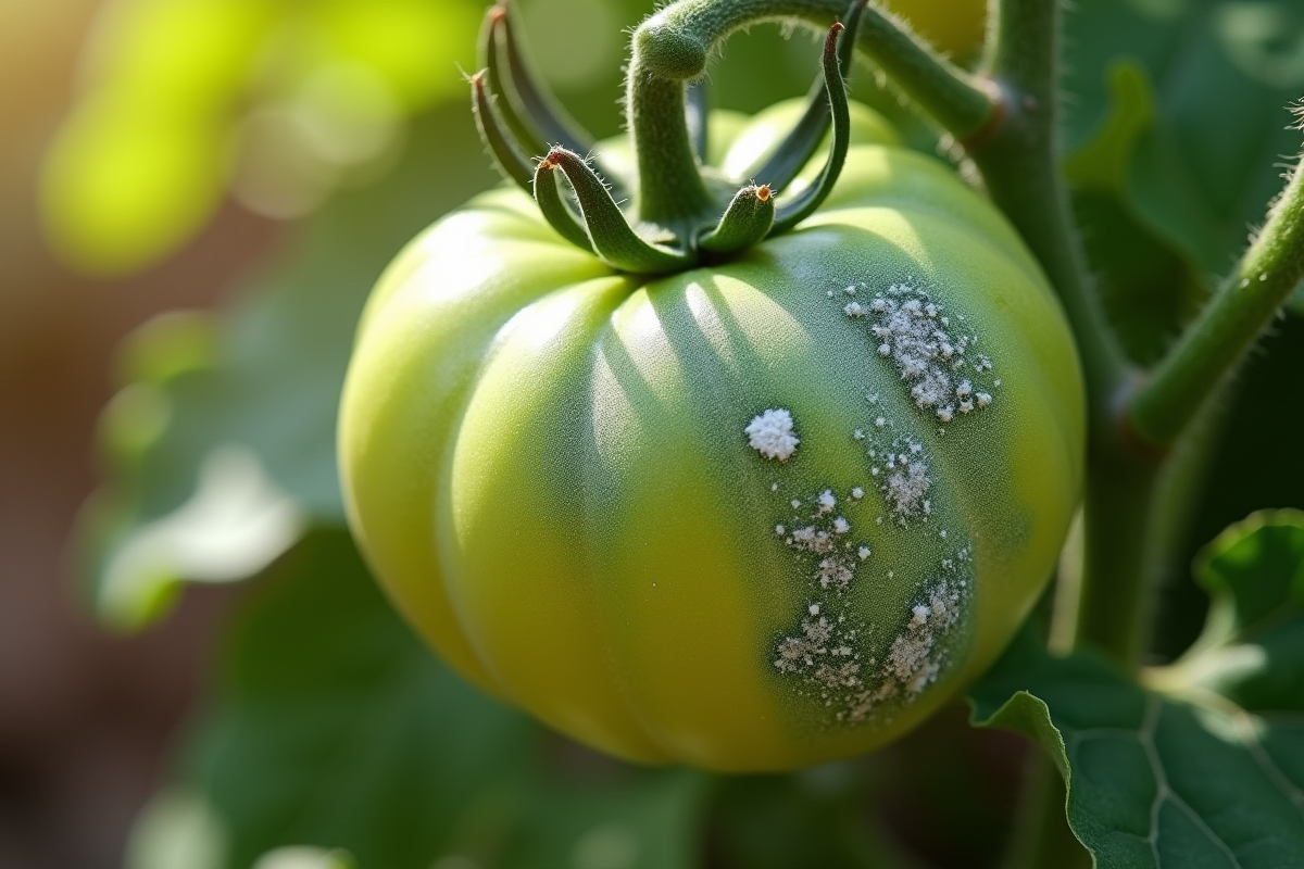 Tache suspecte sur une feuille de tomate malade