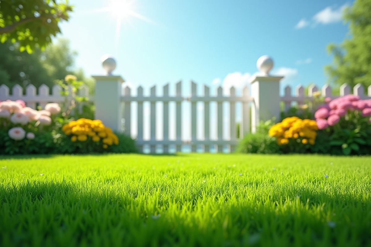 Gazon verdoyant dans un jardin bien entretenu