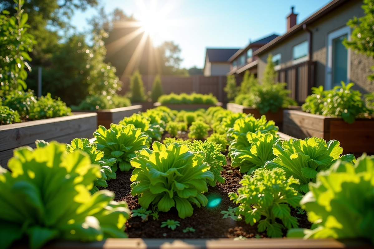 Carré potager de 1,20 mètre cultivé avec 16 variétés de légumes