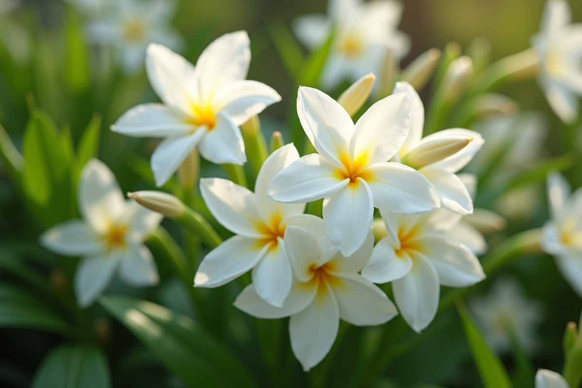 Fleurs blanches éblouissantes dans un jardin harmonieux