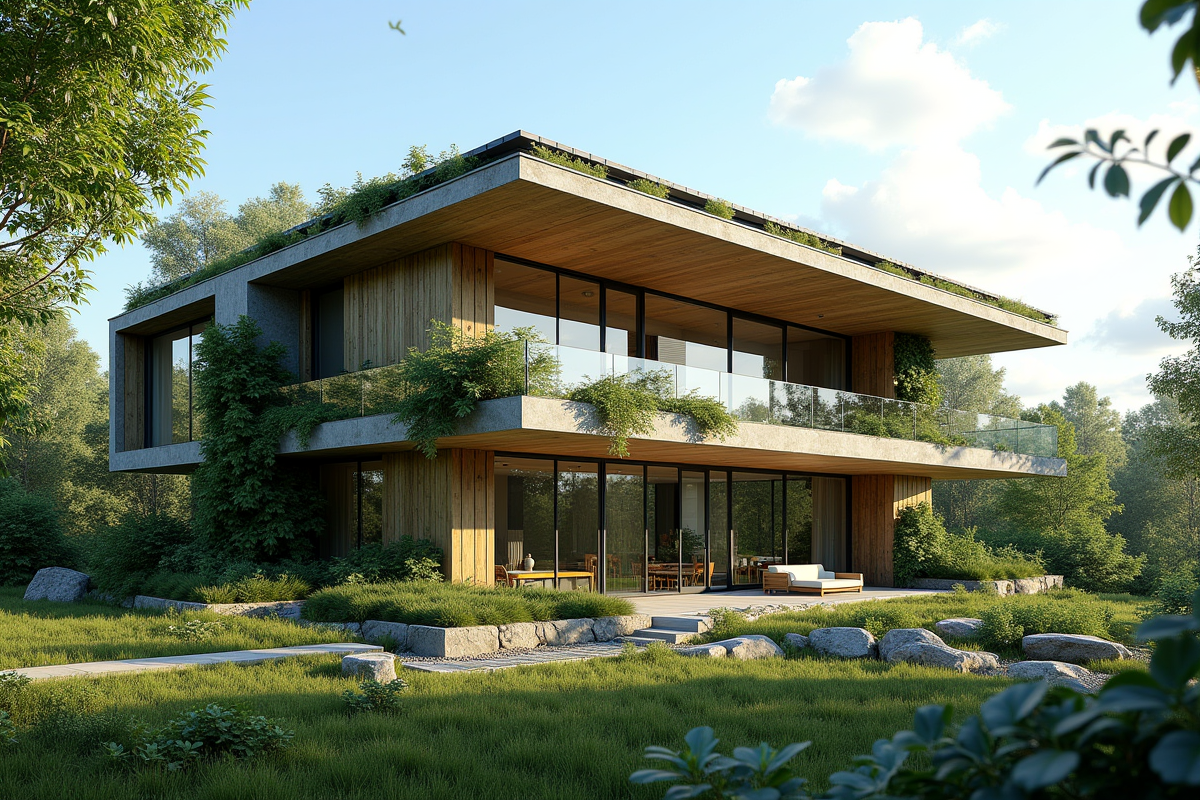 Maison bioclimatique intégrant des matériaux adaptés à l'humidité