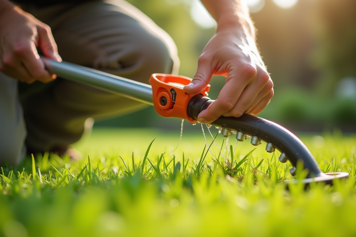 Changement facile du fil de coupe-bordure en jardinage