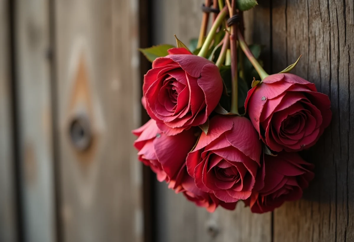 Roses séchées prêtes à être préservées pour longtemps