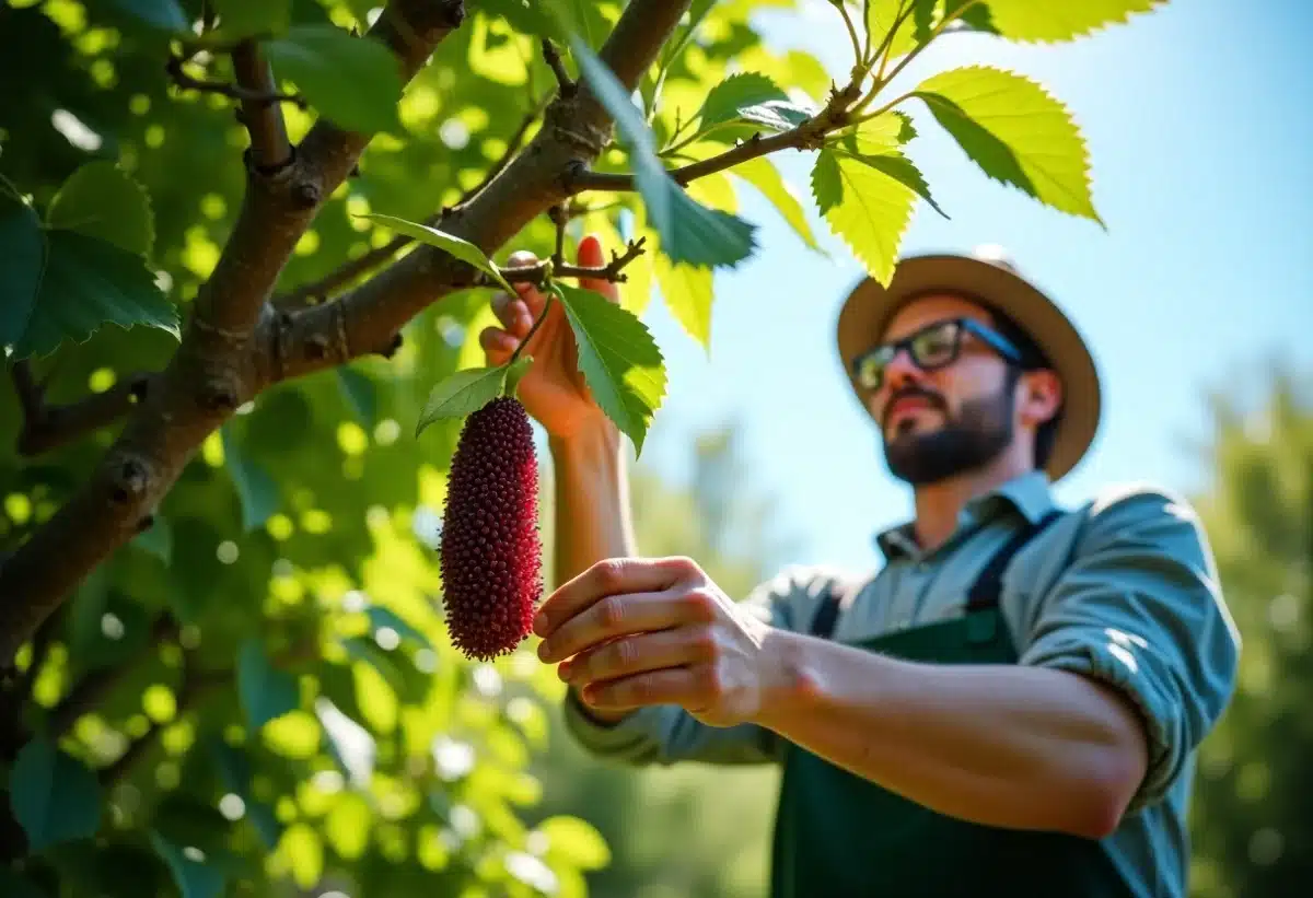Mûrier platane majestueux dans un jardin verdoyant